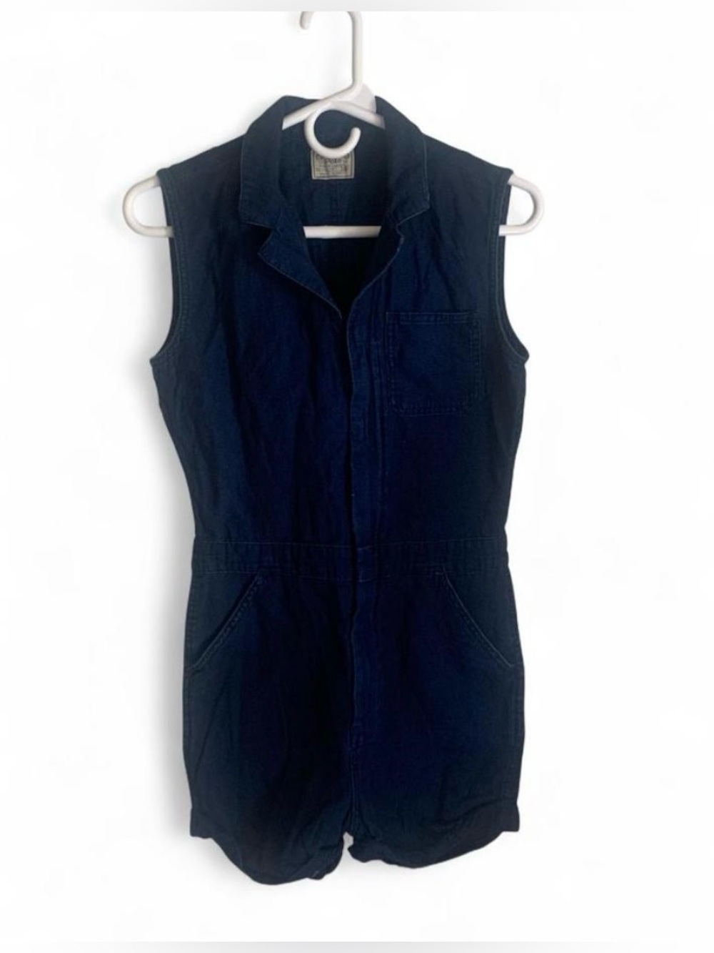 Vintage Polo Ralph Lauren navy blue chambray linen blend romper size 14 small